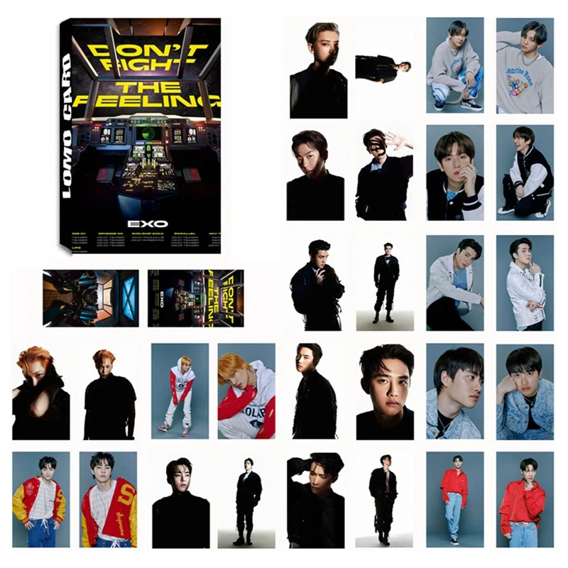 30Pcs/Set Kpop EXO Photocards New Album DON'T FIGHT THE FEELING HD Photo Card Self Made Lomo Cards For Fans Collection Gifts