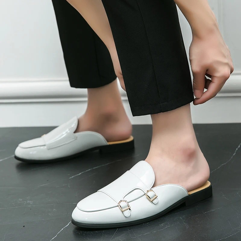 Повседневные кожаные туфли для мужчин белые лоферы летняя деловая кожаная обувь