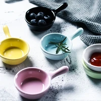1pc ceramic sauce dish with handle solid color dipping plate snack dish seasoning sauce container ceramics porcelain dishes