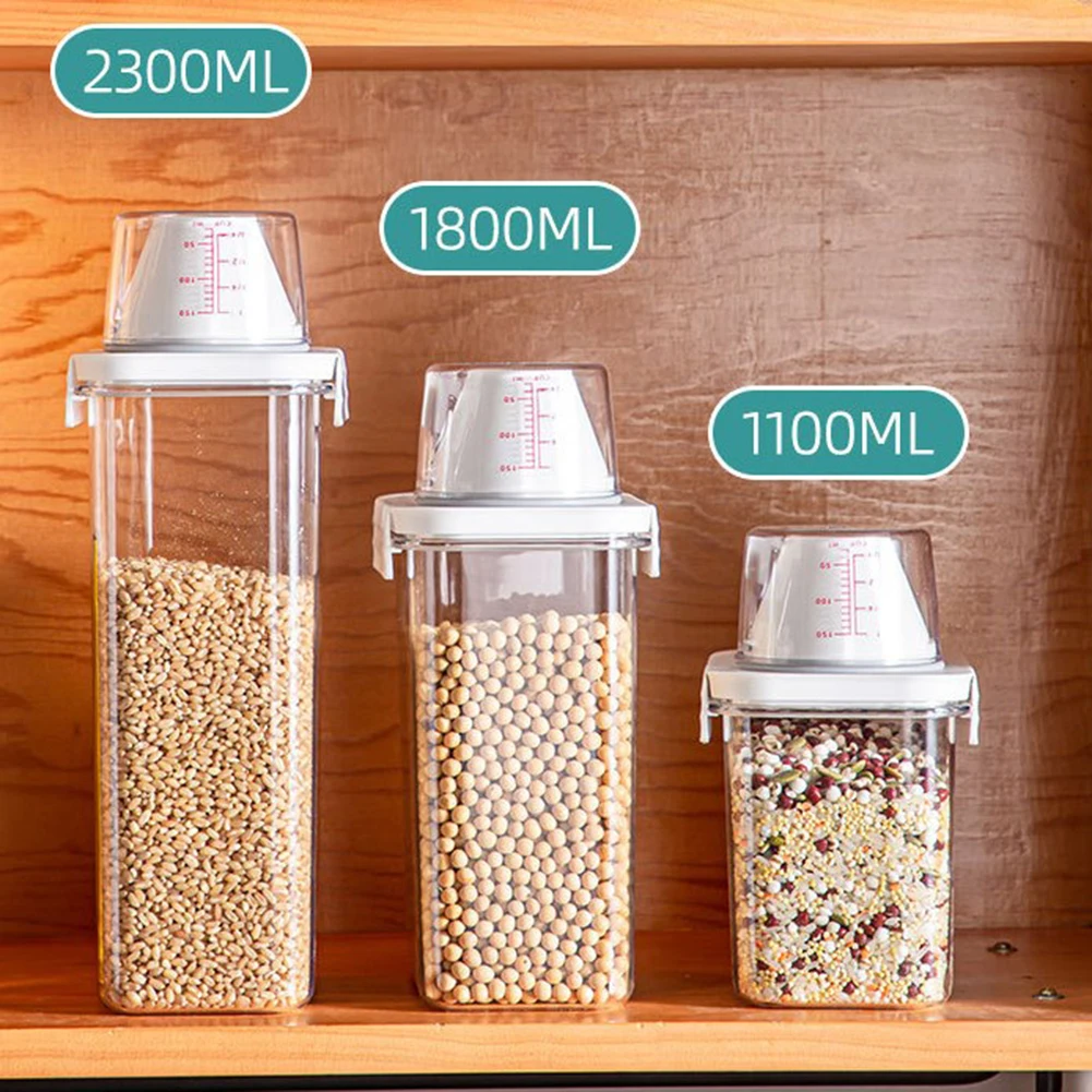 

1pc Food Storage Kitchen Containers Plastic Box Jars For Cereals Kitchen Organizers For Pantry Organizer Jars With Lid And Cup