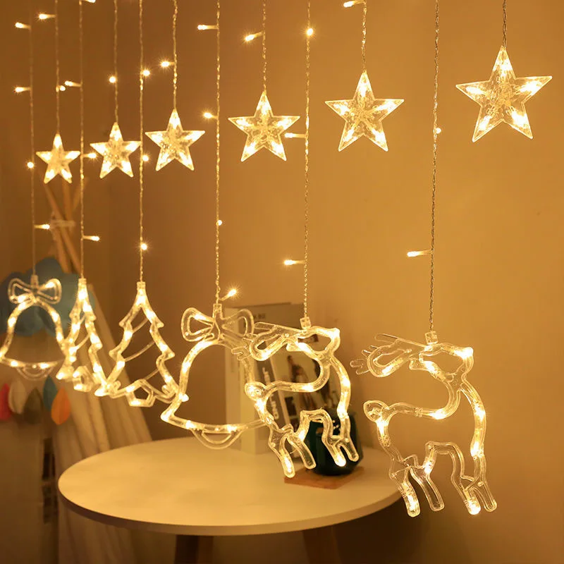 

3.5M LED Xmas Tree Star Deer Bell Christmas String Fairy Lights Garland Outdoor Home For Wedding/Party/Curtain/Ramadan Decor