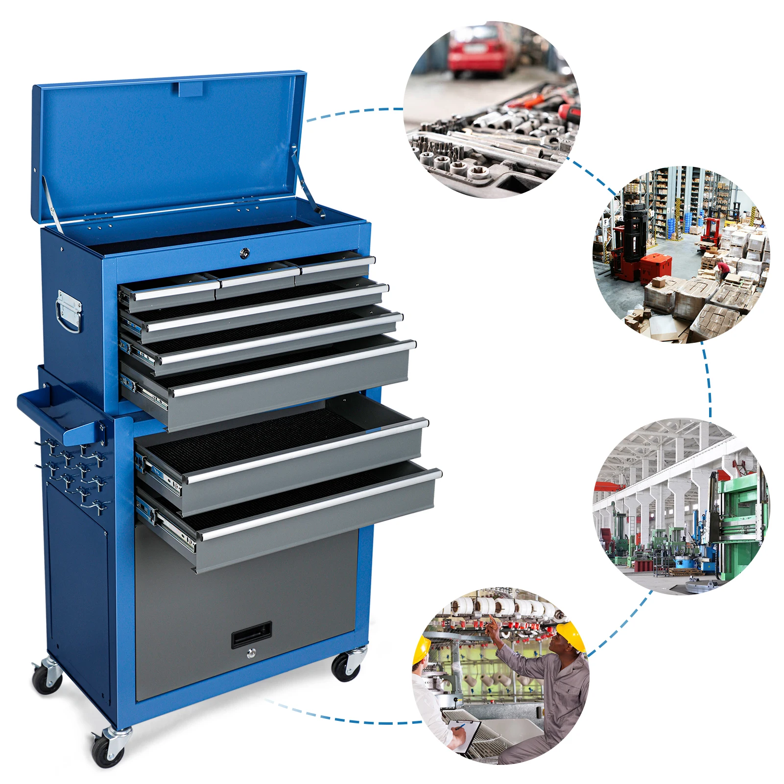 

Tool Trolley Cart Large Tool Storage Shelf High hardness Alloy Tool Rack Powerful Tool Holders Shelf Cart with Four Casters