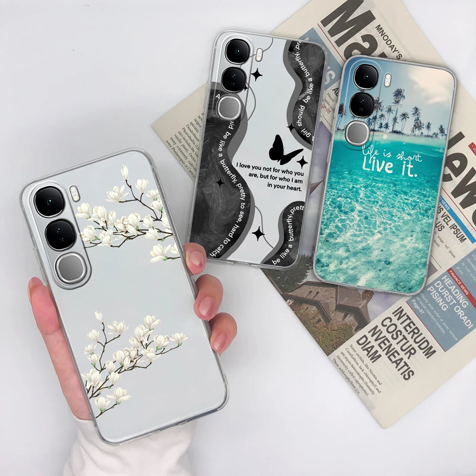 Прозрачный чехол для Vivo V40 Lite V40SE Y200 Y300 простая задняя крышка V 40 SE мягкий