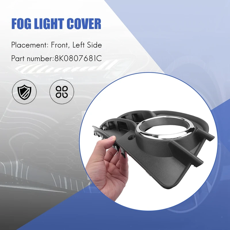 Левая сторона матовая черная противотуманная фара решетка хромированное кольцо