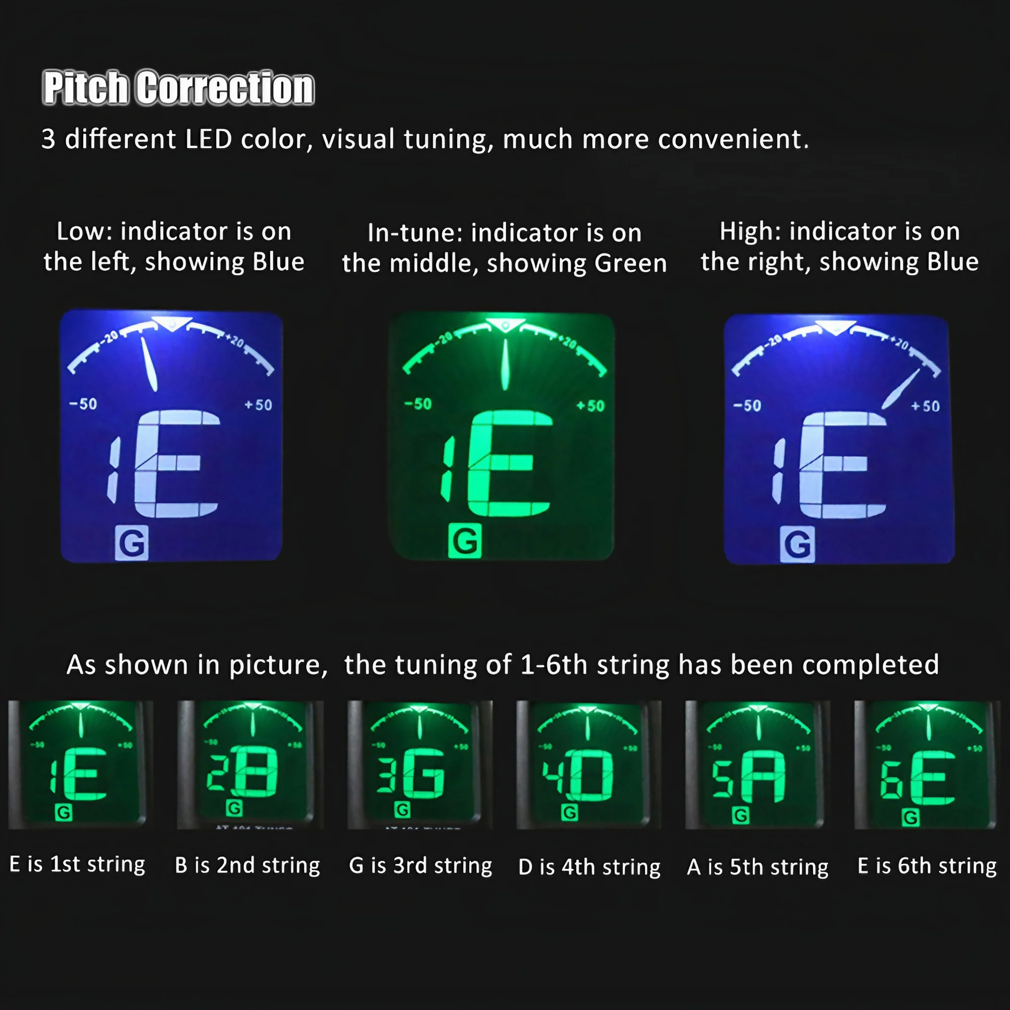 Высокочувствительный Складной Цифровой Гитарный Тюнер С Зажимом И Жк-дисплеем