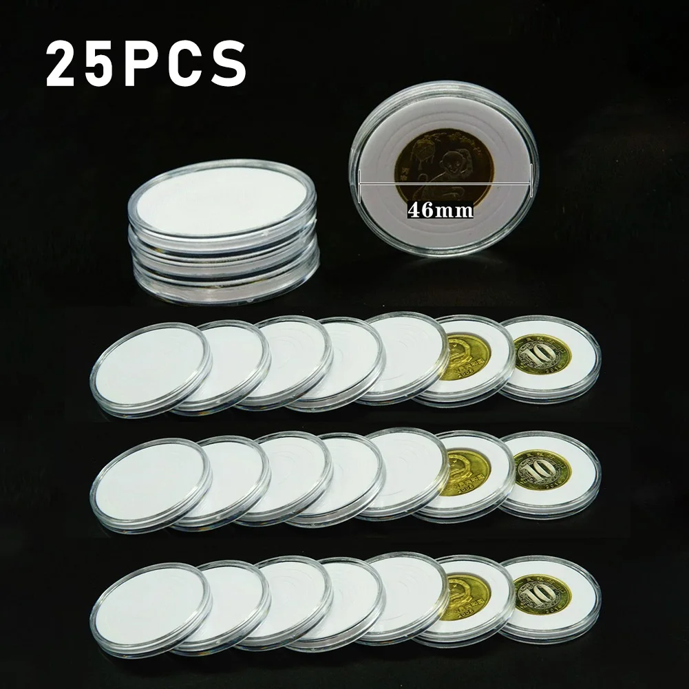 

25pcs Transparent Plastic Coin Holder Coin Collecting Box 18/23/28/33/38mm For Storage Collect Protect Coins