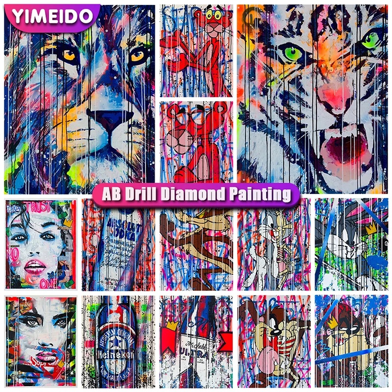 

Алмазная вышивка yimeado, 5D, животное, Лев, тигр, комплекты, украшение для дома