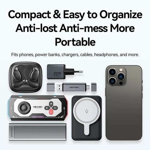 Чехол Vention Power Bank для iPhone 16, 15, 14, наушники Xiaomi, водонепроницаемый чехол для телефона, сумка для хранения Powerbank, аксессуары для мобильного телефона