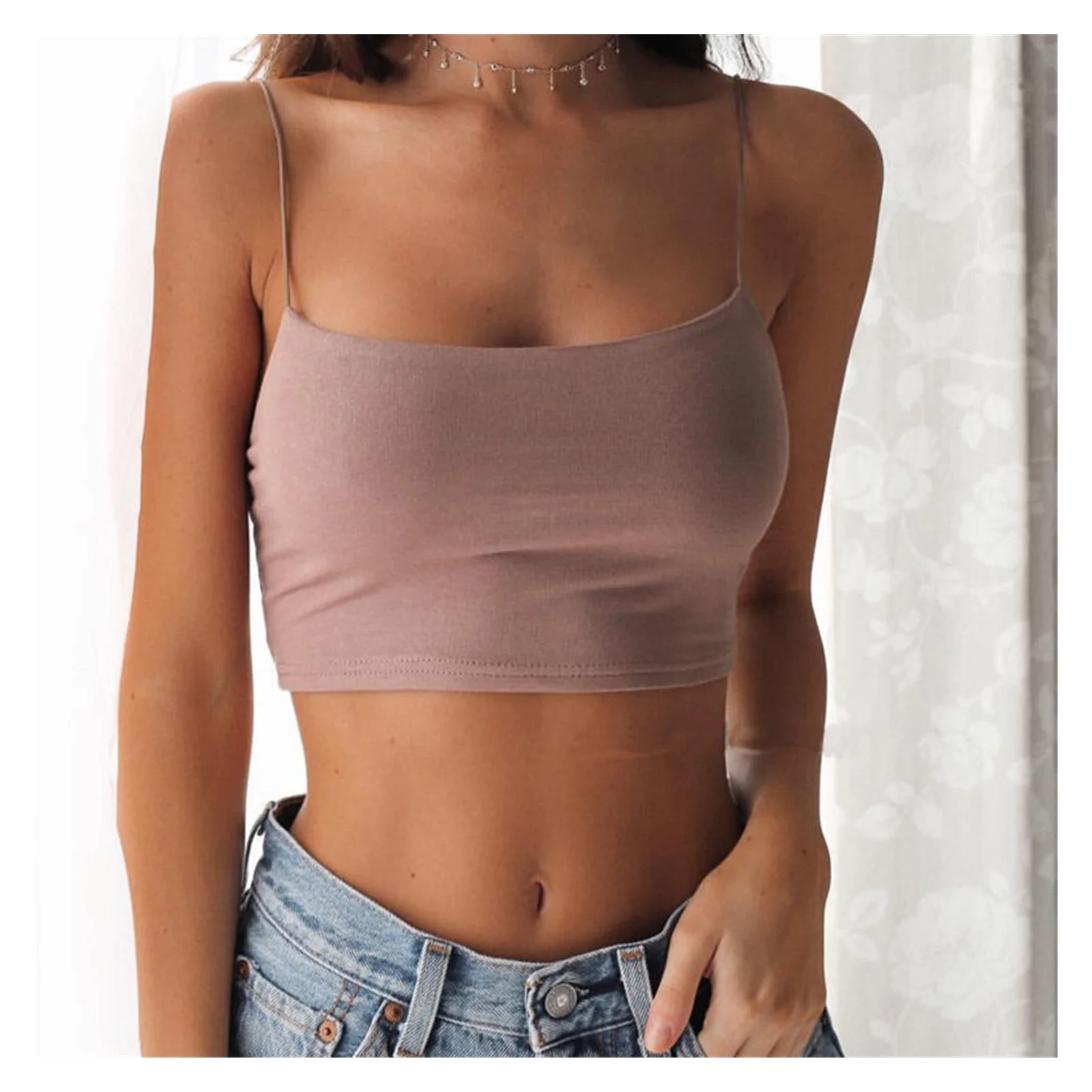 

2021NEW Sexy Tank Top Black Halter Crop Tops Women Summer Backless Camisole Fashion Casual Tube Top Female Sleeveless Cropped