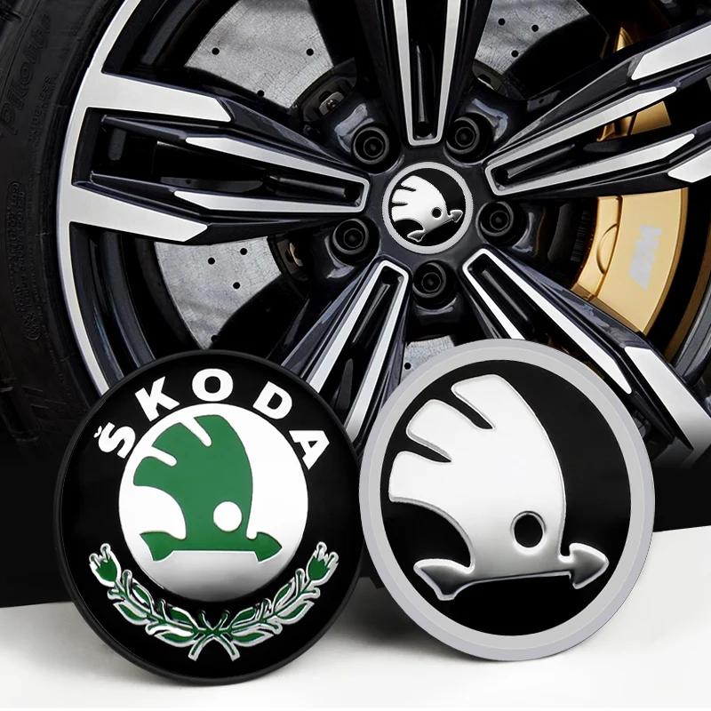 

Car 56mm+60mm Auto Wheel Center Hub Cap Cover Rim Sticker Badge For Skoda Octavia 2 3 A5 A7 Fabia Rapid Superb Kamiq Accessories