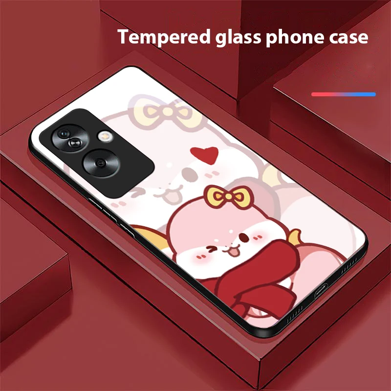 Couple snake For Oppo A79 5G 58 78 74 60 4G Reno 11F Realme GT 6 11 Note 50 10 C55 X2 Tempered glass black phone case