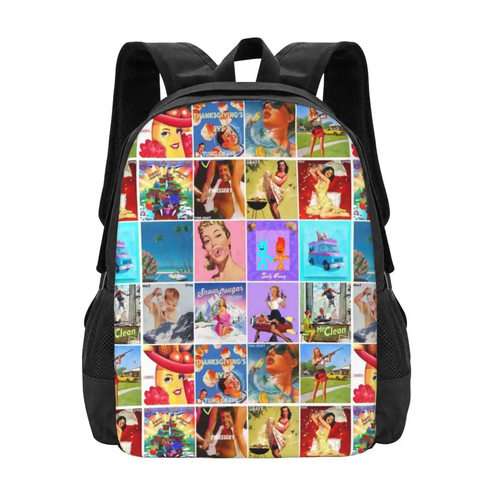Gravy Album Art School Bags For Teenage Girls Laptop Travel Bags Yung Gravy Retro Albums Rapper Gravy Color