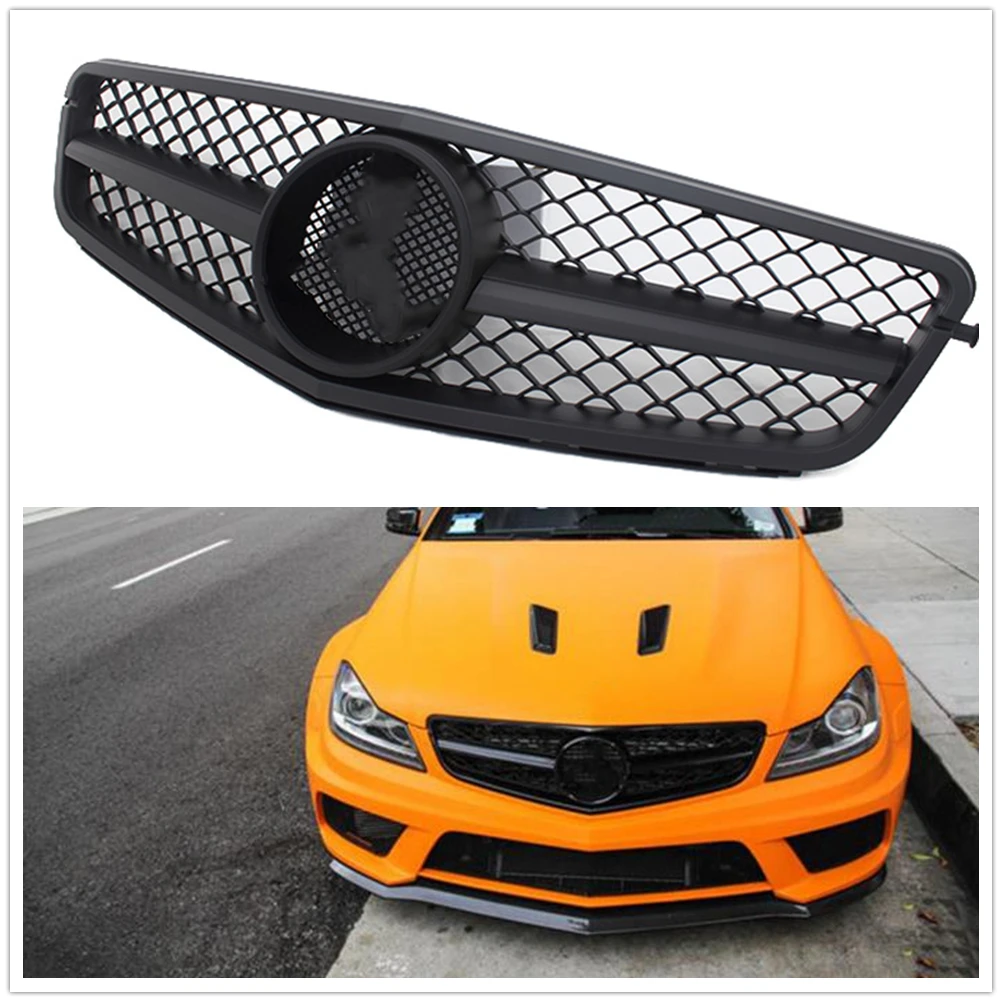 

Front Grille Grill For Mercedes Benz W204 AMG 2008-2013 Matte Black Replacement Car Upper Bumper Hood Mesh Center Grid Grating