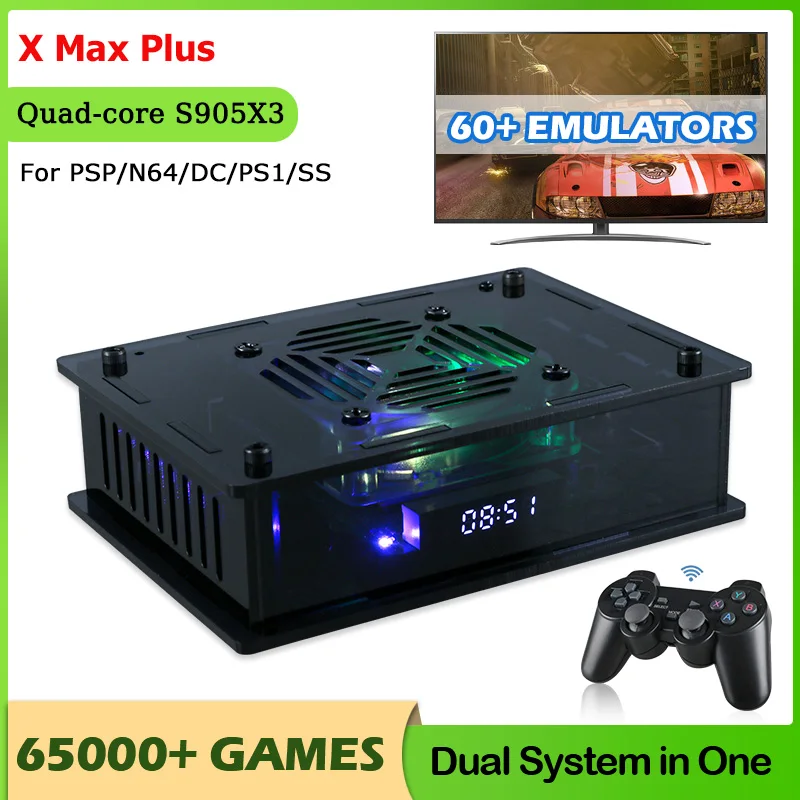 Super Console X Max Plus Video Game Console Android 9.0 TV Box And EE4.5 Dual System Built-In 65000+Game For PSP/PS1/SS/N64/MAME