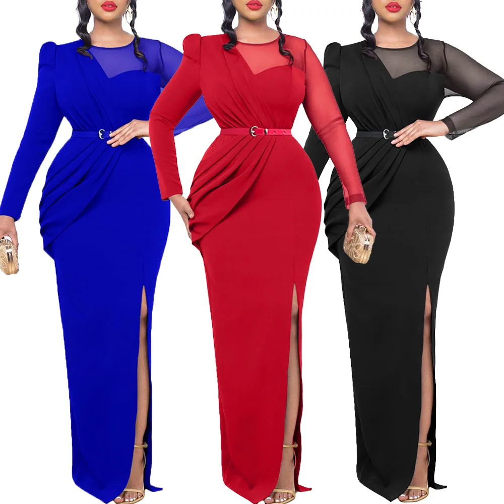 

Платье-Макси женское вечернее, с поясом, в африканском стиле