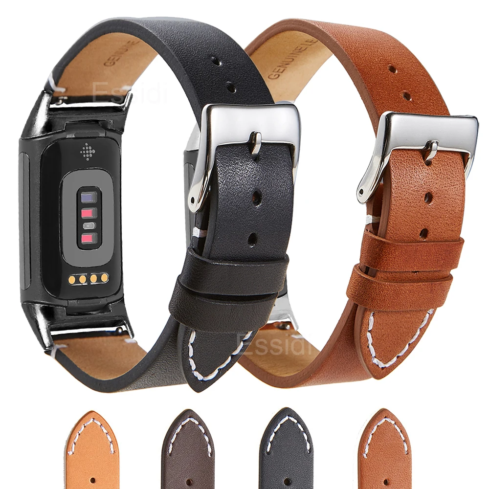 Новый кожаный ремешок Essidi для часов Fitbit Charge 5 4 3 2 женские и мужские браслеты на