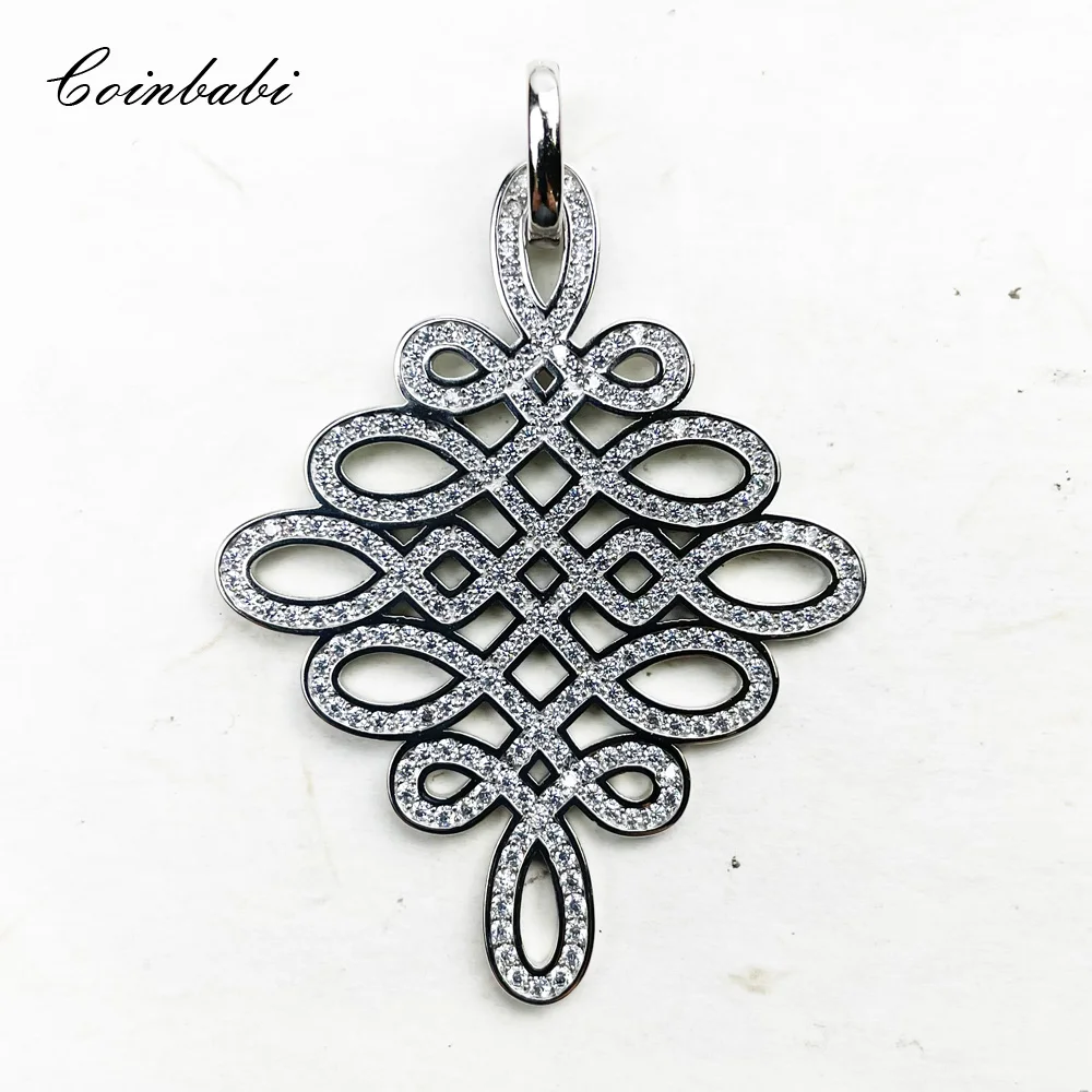 Pendant Love Knot 925 Sterling Silver With White Zirconia Fine Women Jewelry Fit Necklace Europe Style Trendy Bijoux Gift