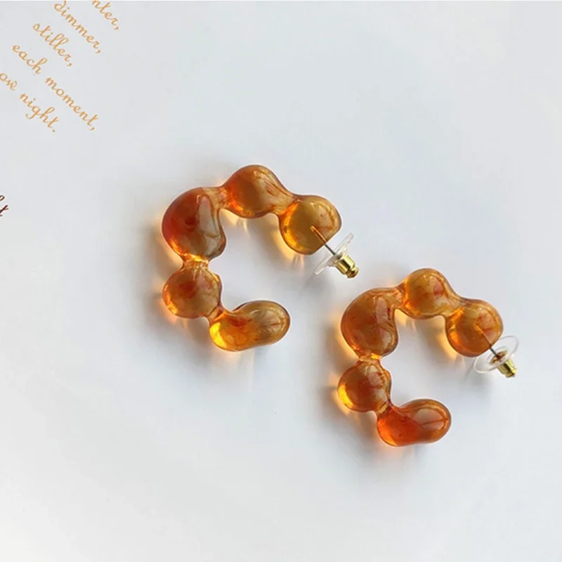 Полупрозрачные желейные серьги C-образной формы для женщин ярких цветов милые