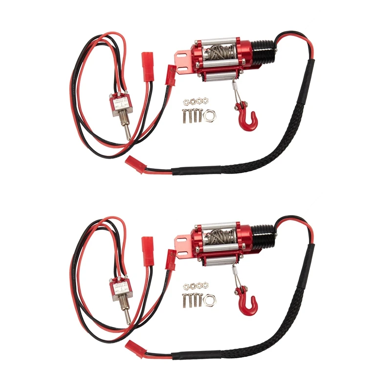 

2X RC Car Metal Steel Wired Automatic Simulated Winch for 1/10 RC Crawler Car Axial Traxxas TRX4 SCX10 90046 D90