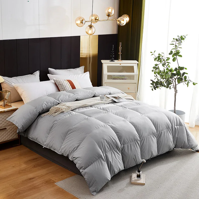 

White Goose Down Comforter Warm Winter Thicker 3D Bread Duvet Luxury Pinch Pleated Quilts Double Bed Blanket Filler Queen Size