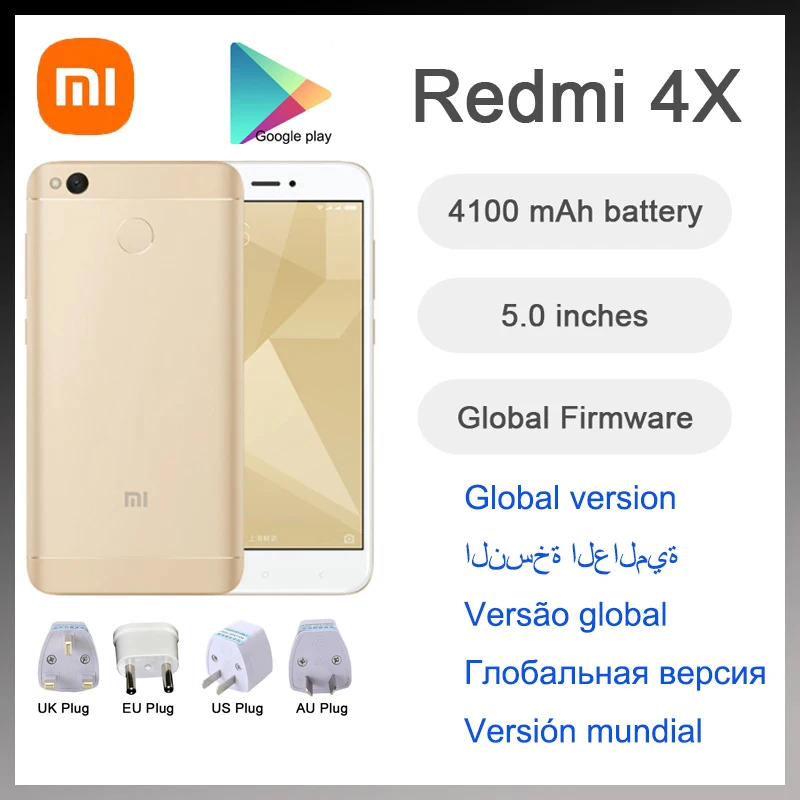 Xiaomi Redmi 4X smartphone Googleplay 4000mAh HD screen Snapdragon 435 13.0MP rear camera