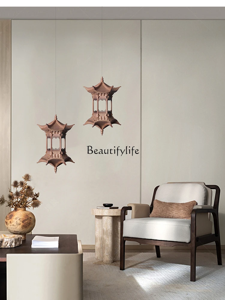 Шестиугольный павильон китайский дзен имитация цельного дерева древняя модель