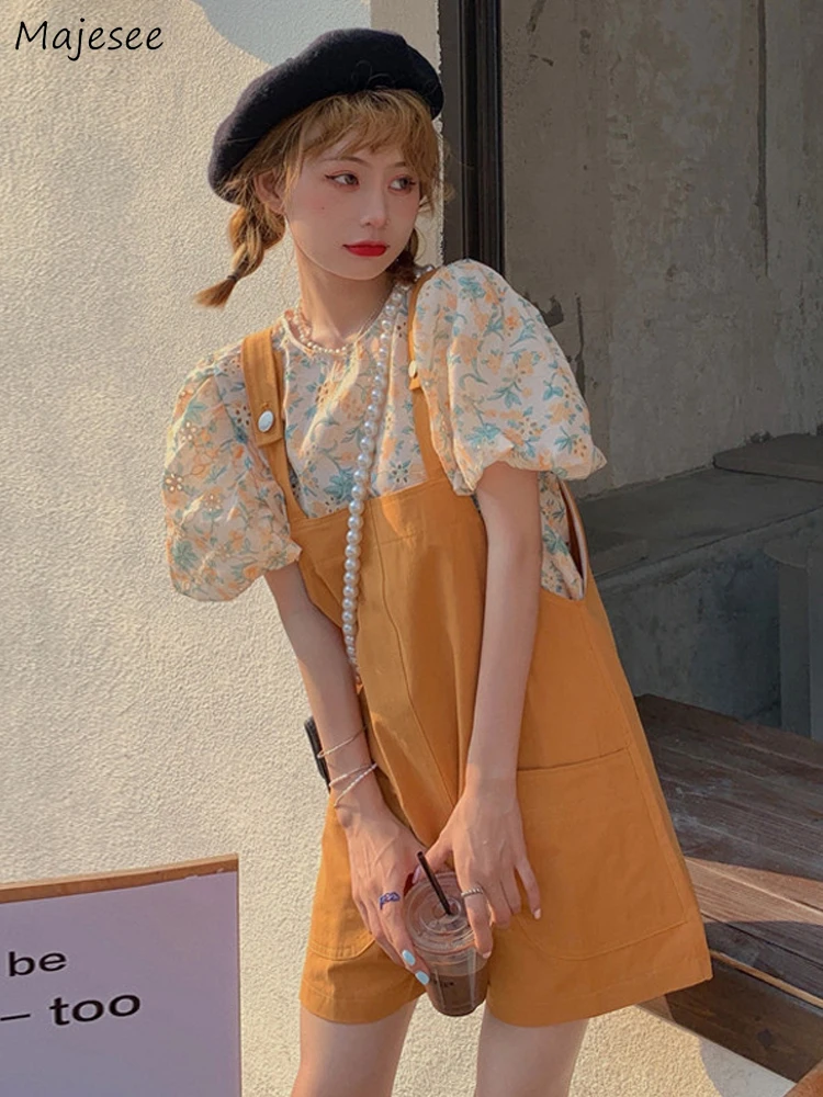 

Rompers Women Loose Casual Girls Sweet New Arrival Korean Style Fashion Streetwear Pockets Simple Young Summer Cozy Chic 2022