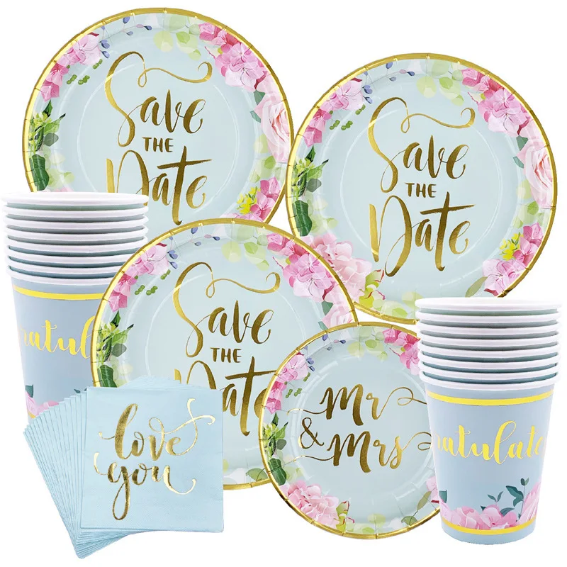 

FANGLELAND New bride to be pull flower wedding bachelor party disposable hot stamping party tableware