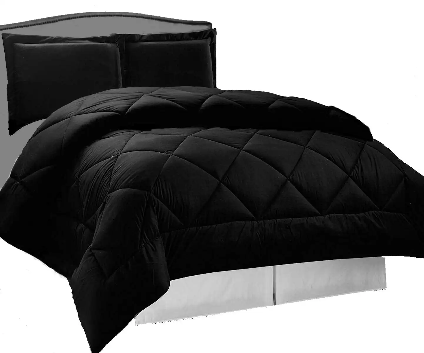 

2pc Down Alternative Reversible Comforter Set Black and Twin Size