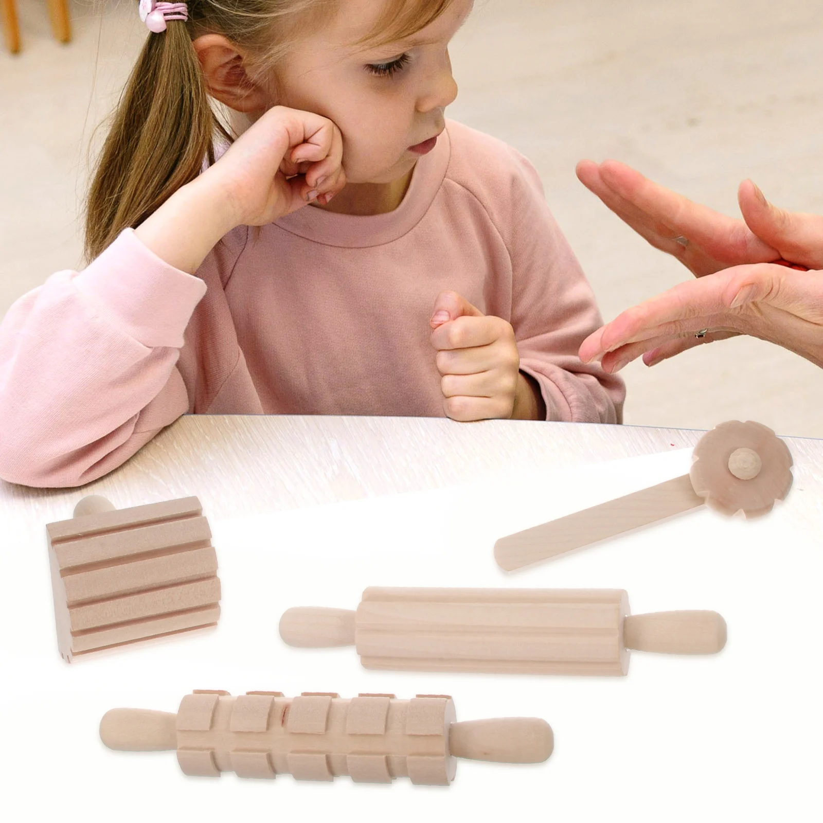 Plasticine Tools Clay Dough Play Accessories Stamps Sculpting Sculpture Wooden Children DIY Pottery Fudge Toddler