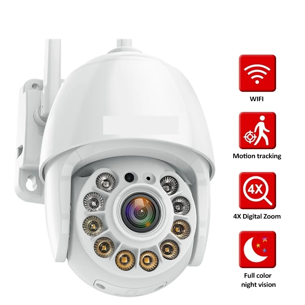 

2022 5MP 1080P IP Camera Security Camera WiFi Wireless 4X Digital Zoom Auto Motion Tracking Color Night Vision Outdoor PTZ Mini