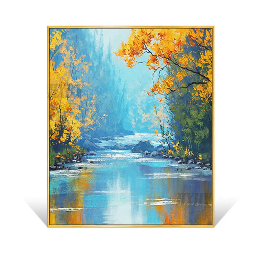 

Abstract Trees With Beautiful Leaves By The River Hand Painted Oil Painting On Canvas Abstract Wall Art For House Decoration
