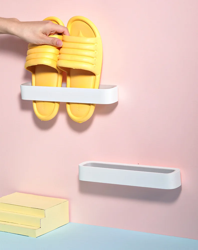 

Bathroom Wall-Mounted Seamless Stickers Shoes Rack Organizer Quick Drying Slippers Shelf Storage Holder Wall Hanging Shoe Hanger