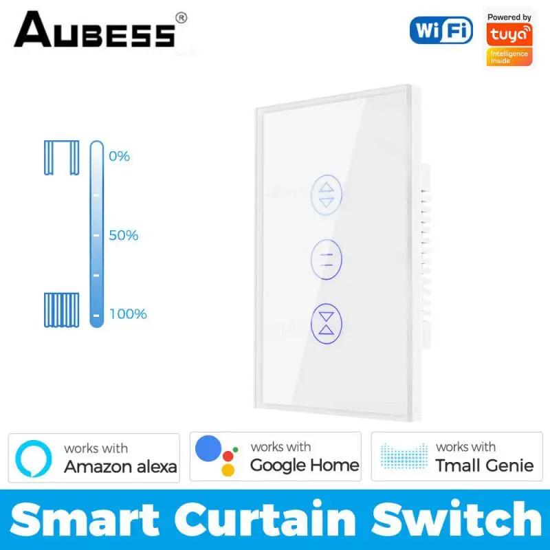 

Tuya WiFi Smart Touch Curtain Switch Smart Home Tempered Glass Panel Smart Life APP Remote Control Timing Via Alexa Google Home