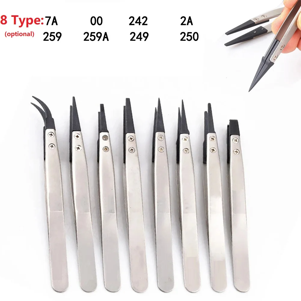 

1PC Anti-Static Tweezer 249 2A 259259A 242250 OO 7A Replaceable Tip Stainless Steel Carbon Fiber Conductive Hand Tools