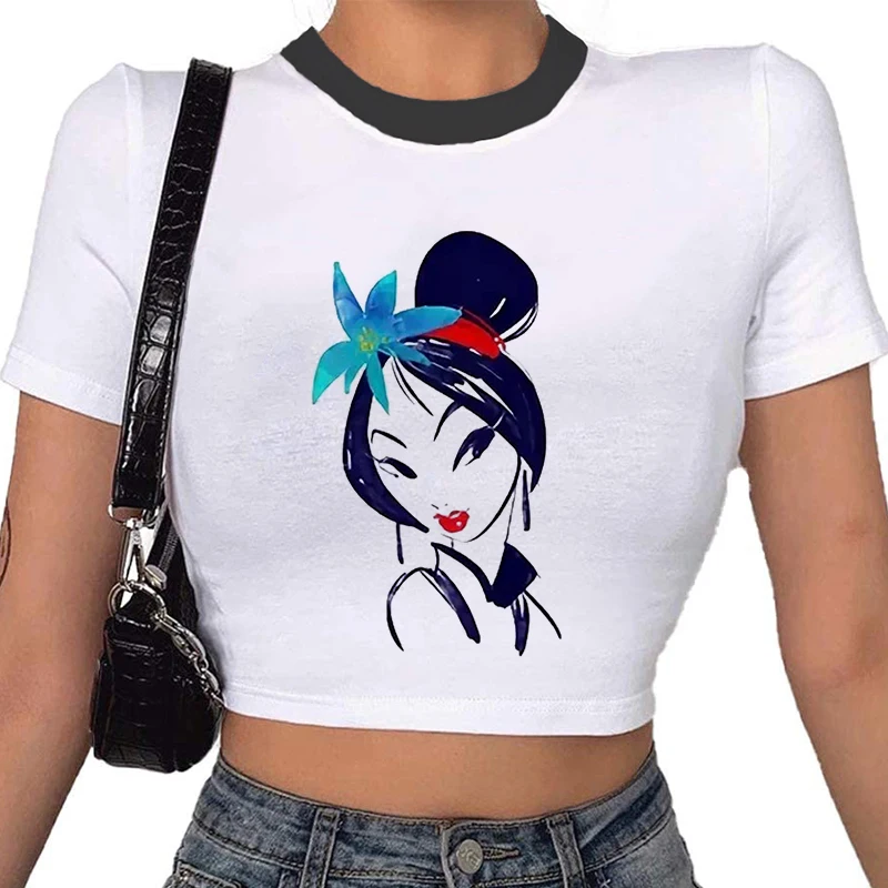 

Женская футболка с графическим принтом Hua Mulan, эстетичные белые топы в стиле Харадзюку, футболка, одежда, Новинка лета 2022, Y2k