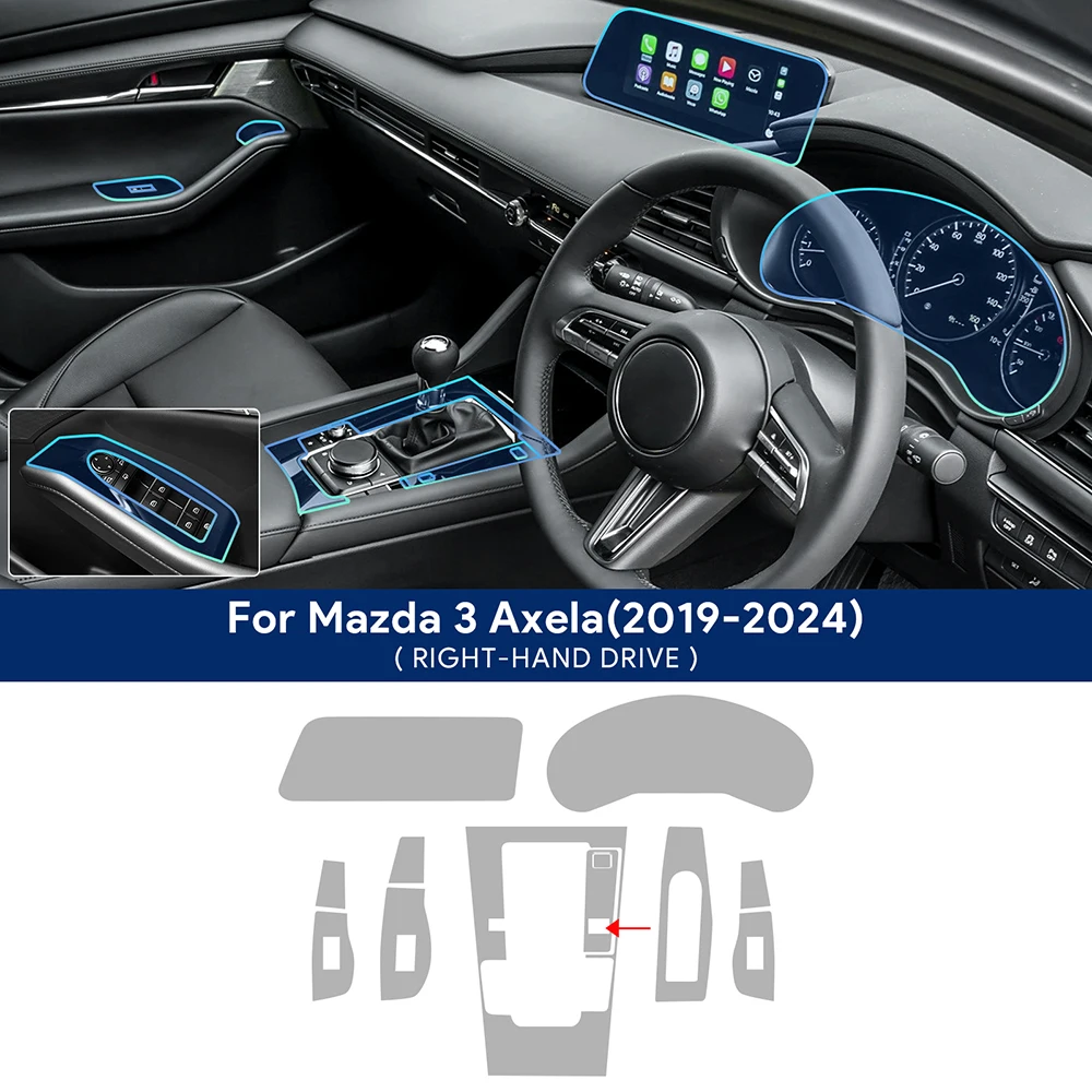 

Для Mazda 3 BP 2019 2020 2021 2022 2023 2024 Mazda3 Axela, салонная центральная консоль, прозрачная пленка TPU против царапин