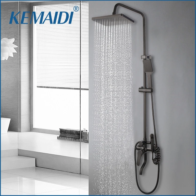 

KEMAIDI Matte Black Rainfall Shower Faucet Set Bathtub Tap Mixer W/bidet Spray Faucets Bathroom Shower Systerm Wall Mounted