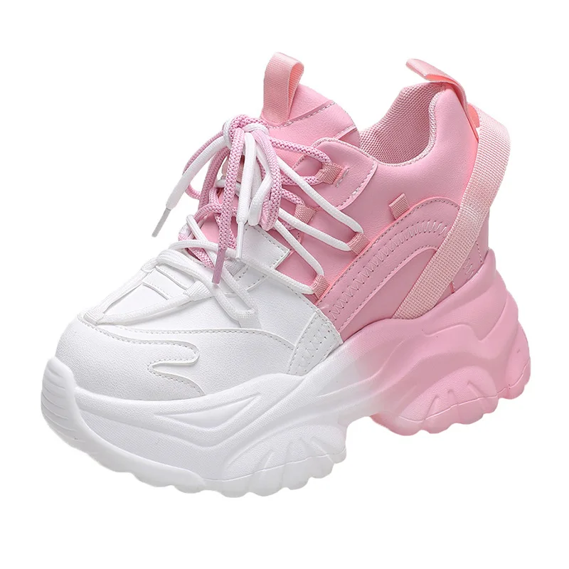 

Женские массивные кроссовки на высокой платформе, модная женская спортивная обувь, розовые, белые спортивные кроссовки, элегантные теннисные туфли, 34, 2022