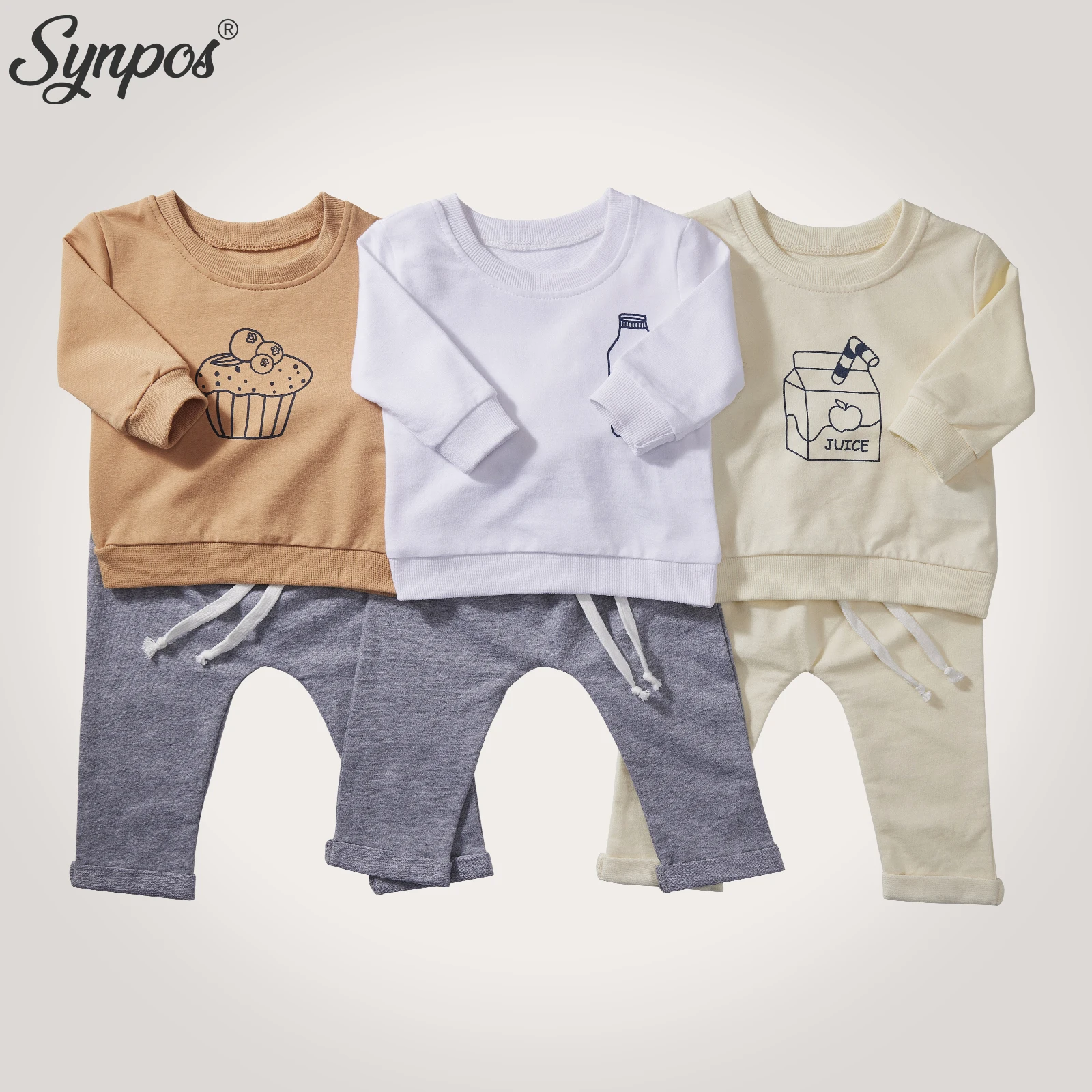 

Synpos Fashion Baby Boy Design Outfit Toddler Girl Pattern Casual Tops + Child Loose Pants 2 pcs Kids Clothes Set 0-3 Years