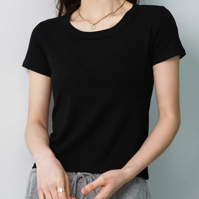 

100% cotton white short-sleeved T-shirt WHITE