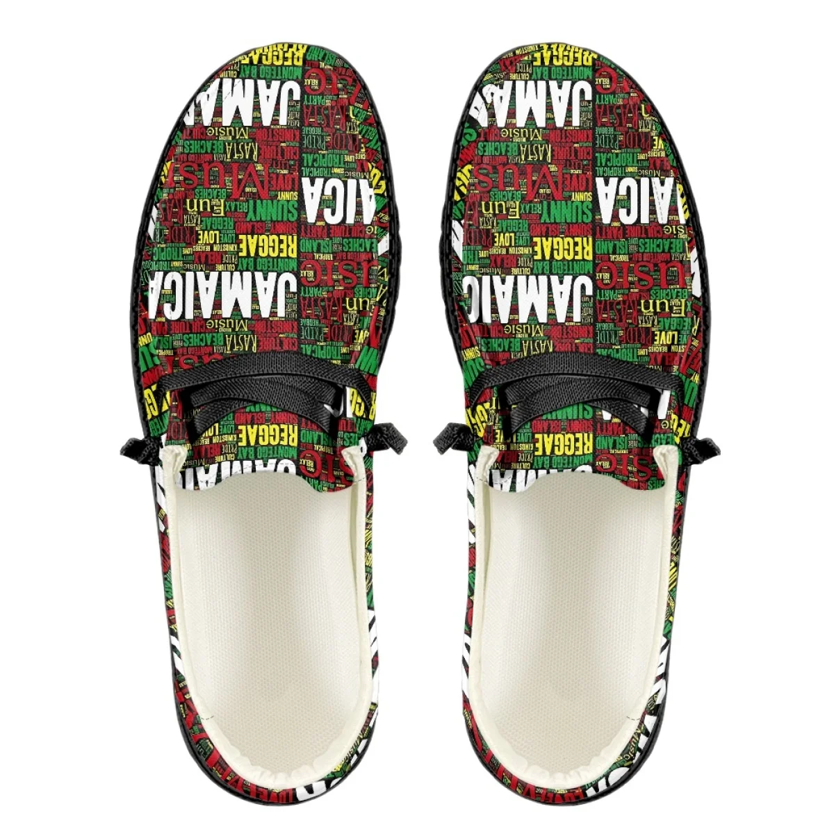INSTANTARTS Jamacia Flag Design Slip-on Flats for Men Outdoor Lightweight Sneakers Unisex Casual Sneakers Comfortable Walk Shoes