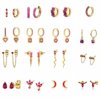 yuxintome 925 sterling silver ear needle rose red zircon series stud earrings statement hoop earrings ladies luxury fine jewelry