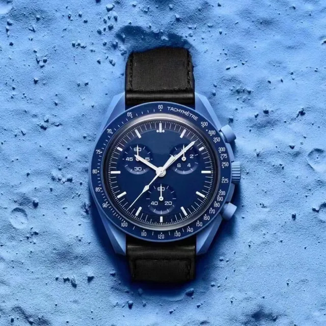 

New brand swatch luxury luminous fashion couple Chronograph multi-functional alloy quartz watch luminous leather strap quality