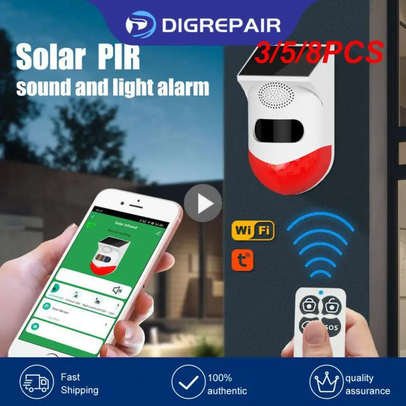 

3/5/8PCS Wifi Outdoor Solar Siren Alarm Waterproof 120db Smart Tuya Pir Infrared Alarm Solar Charging Night Recognition