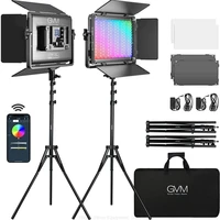 gvm 1300d rgb led video light 2 packs 3200k 6500k bi color 65w photography video led panel lighting kit with bluetooth control