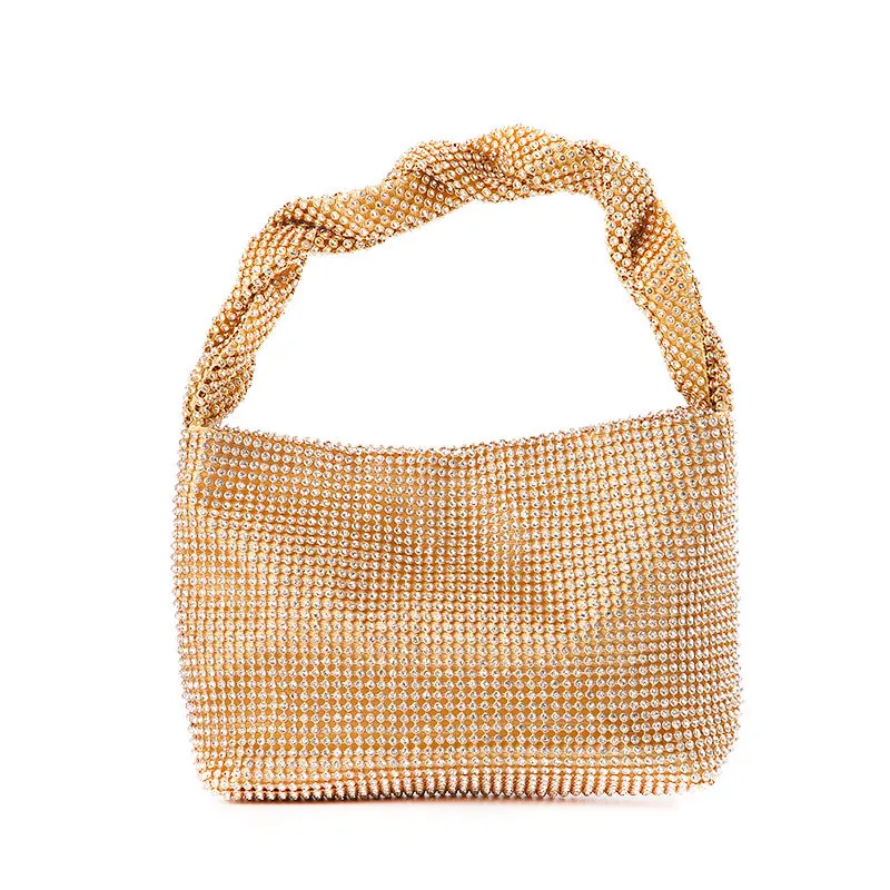 

Ladies Luxury Evening Bag New Fashion Classic Hand Diamond-encrusted Women Armpit Round Hobo Curved Knotted High Texture Handbag
