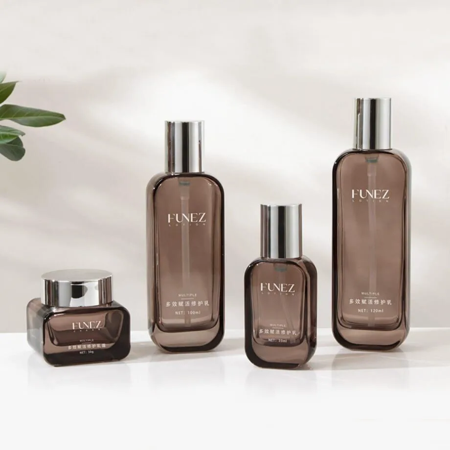 Банка из коричневого стекла объемом 50 г Оловянная фотолампа увлажняющая маска