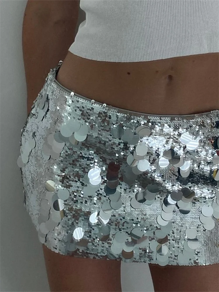 

hirigin Women Sequined Skirts Sparkle Bodycon Short Mini Skirts Shiny Glitter Pencil Skirts Nightwear Party Clubwear 2023 New