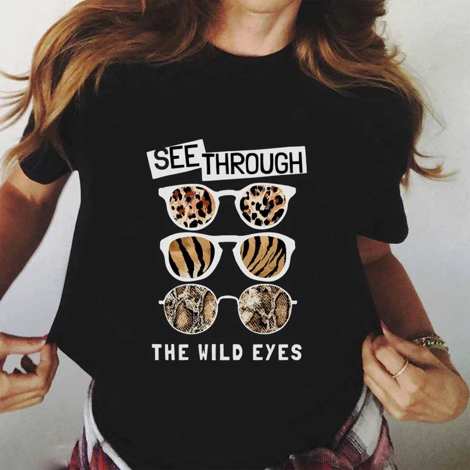 

T-shirts Women Tshirt Sunglasses Print T-shirt Casual 90s Fashion Black T Shirt Clothes Graphic Tshirt Lady Female Tee Tshirt